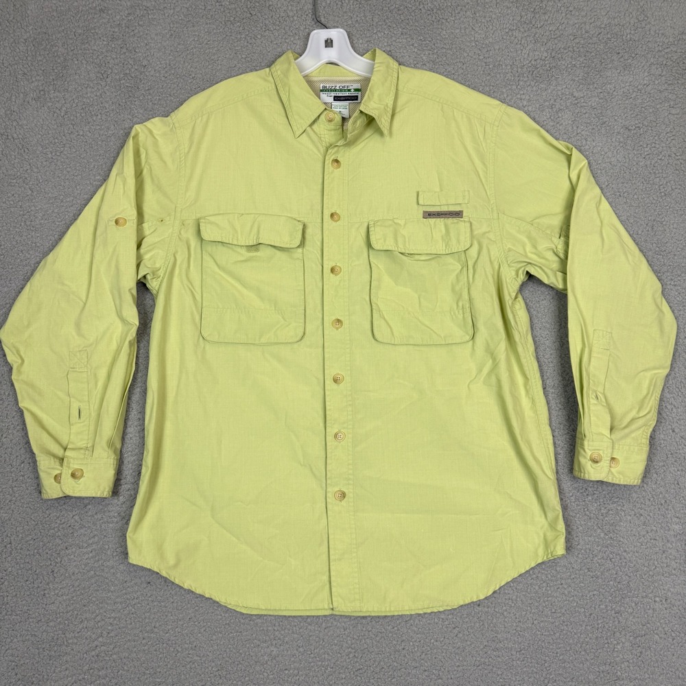 ExOfficio Buzz Off Insect Shield Shirt Mens Medium Wasabi Green Long Sleeve 1101